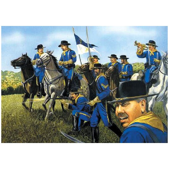 Figurine IMEX 7ième CAVALERIE 6 chevaux-12 fantassins1/32