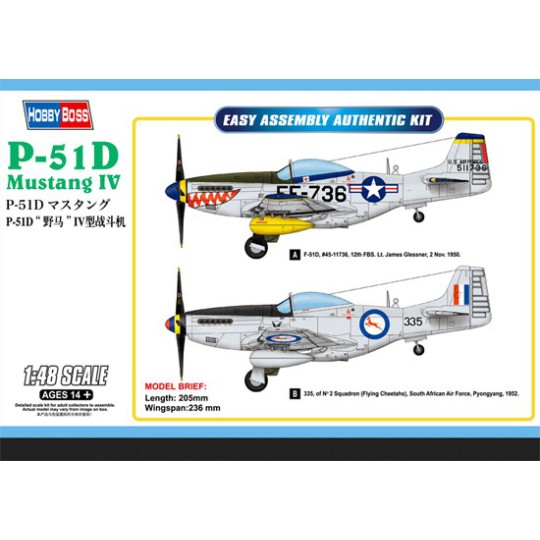 Maquette d'avion en plastique P-51D Mustang IV 1/48 Maquette d'avion en plastique P-51D Mustang IV 1/48