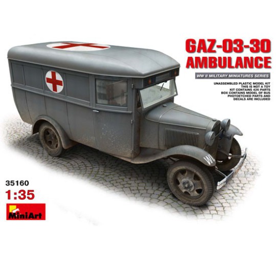 Maquette de camion en plastique GAZ 03 30 Ambulance 1/35 Maquette de camion en plastique GAZ 03 30 Ambulance 1/35