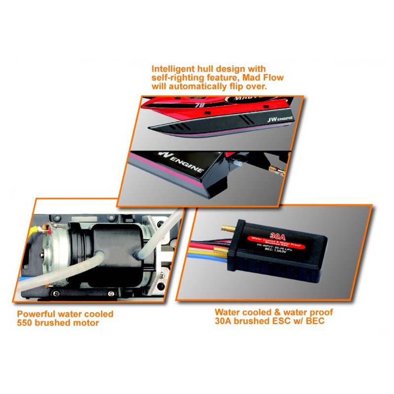 Bateau électrique radiocommandé Mad Flow F1 BR RTS Combo
