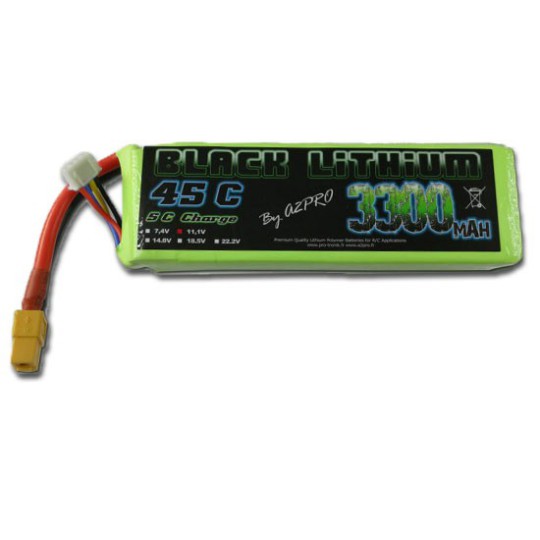 Accu LiPo Black Lithium 3300mAh 45C 3S Accu LIPO pour appareil radiocommandé Accu LiPo Black Lithium 3300mAh 45C 3S