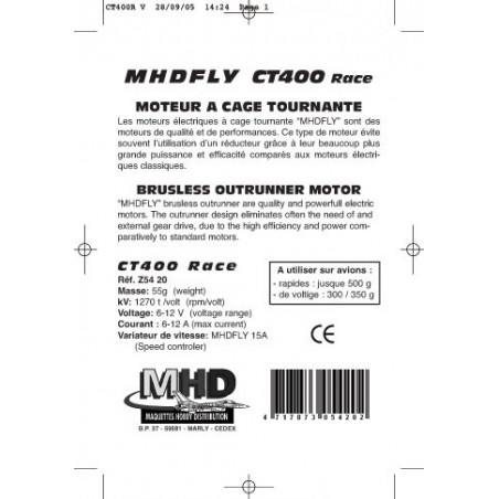 Moteur électrique radiocommandé CT400 RACE CAGE TOURNANTE