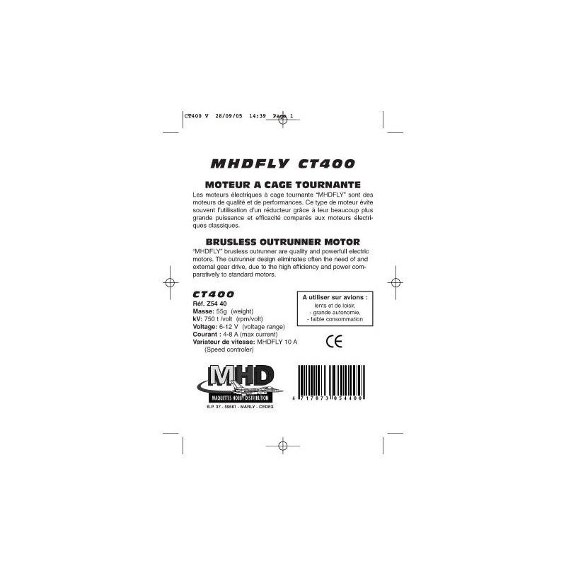 Moteur électrique radiocommandé CT400 BRUSHLESS CAGE TOURNANTE