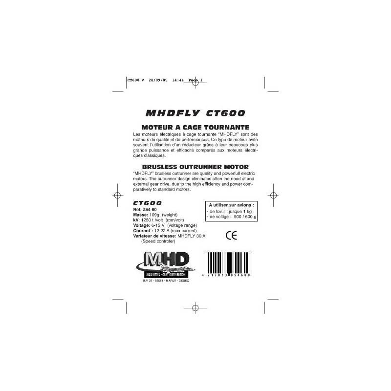Moteur électrique radiocommandé CT600 BRUSHLESS CAGE TOURNANTE