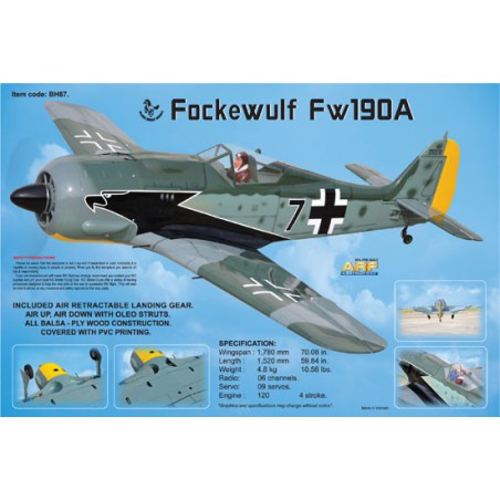 Avion thermique radiocommandé FOCKE WULF 120 GP ARF Avion thermique radiocommandé FOCKE WULF 120 GP ARF