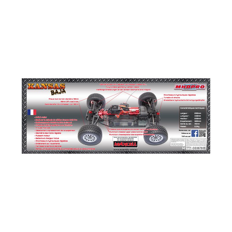 Voiture électrique radiocommandée KANSAS BAJA Buggy RTR 1/10