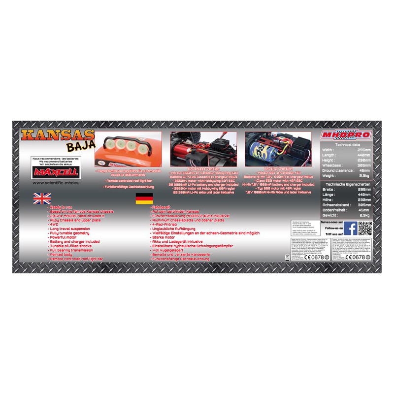 Voiture électrique radiocommandée KANSAS BAJA Buggy RTR 1/10