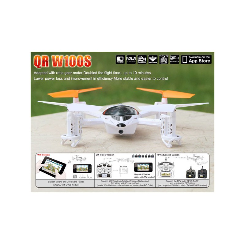 Drone radiocommandé pour débutant DRONE QR 100WS Android Devo 4 Mode 1