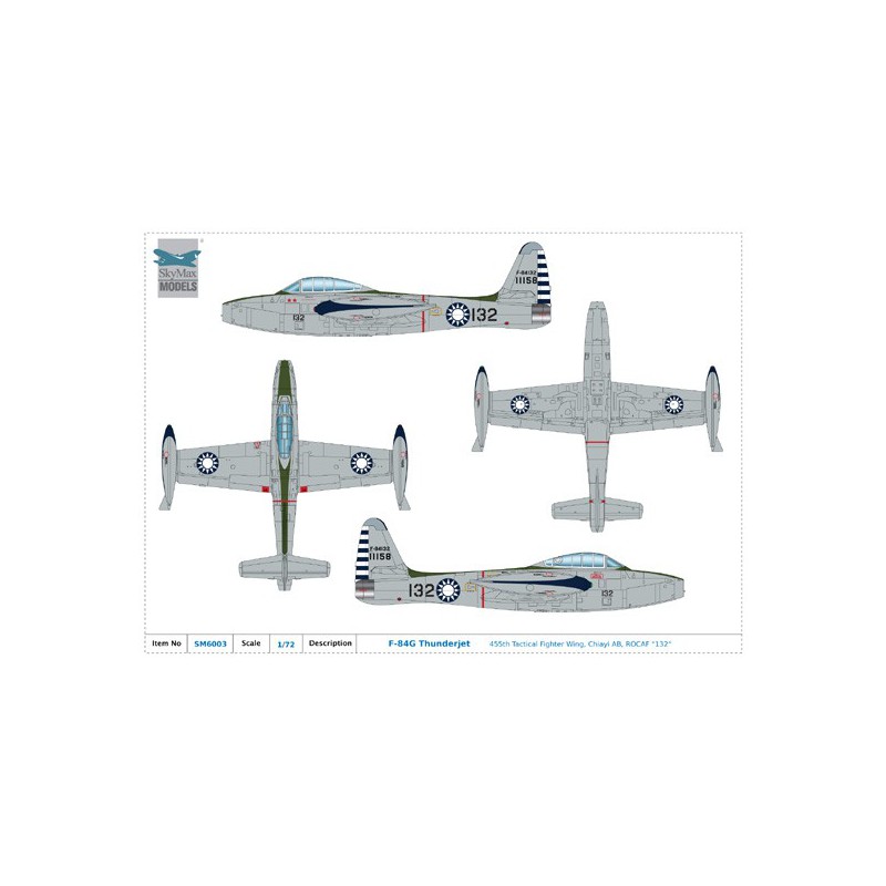 Miniature d'avion Die Cast au 1/72 F-84G Thunderjet ROCAF 1/72