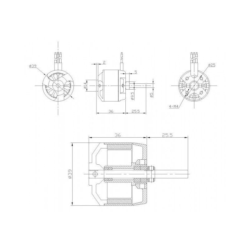 Moteur électrique radiocommandé Moteur DM2815 Kv950