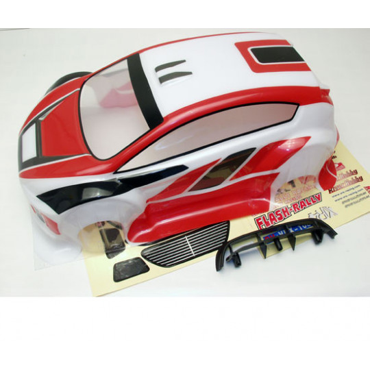 Pièce pour voiture electrique tous chemin 1/10 Carrosserie peinte Flash Rally Pièce pour voiture electrique tous chemin 1/10 Carrosserie peinte Flash Rally