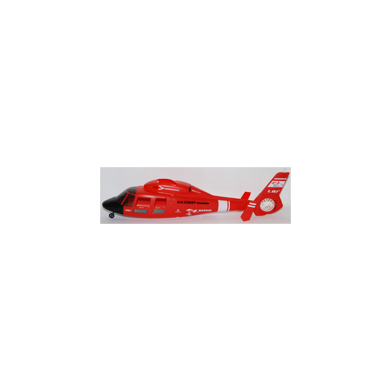 Pièce pour hélicoptère électrique DAUPHIN FUSELAGE ROUGE COMPLET