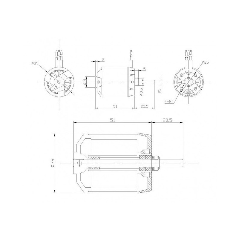 Moteur électrique radiocommandé Moteur DM2831 Kv780