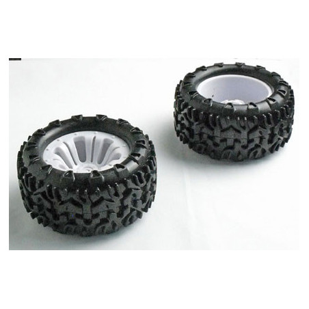 Pièce pour voiture electrique tous chemin 1/10 Paire de roues complète Pièce pour voiture electrique tous chemin 1/10 Paire de roues complète