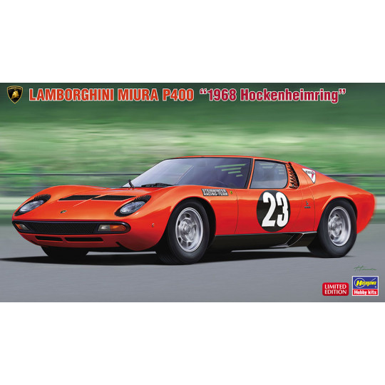 Maquette de voiture en plastique Lamborghini Miura P400 « 1968 Hockenheimring » 1:24