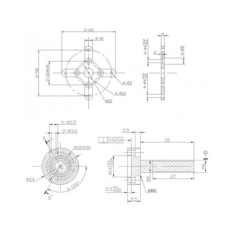 Moteur électrique radiocommandé Moteur DM3625 Kv500