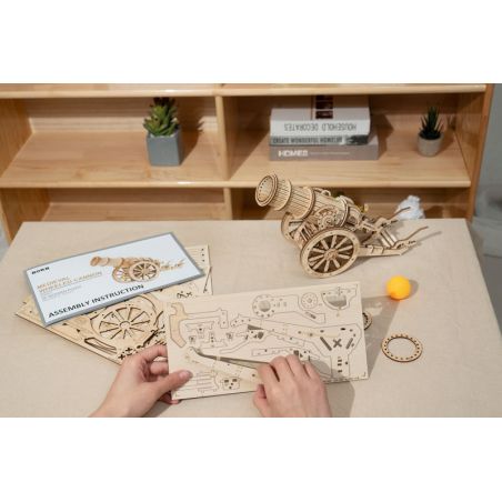 Puzzle 3D mécanique facile pour maquette Canon lance balles de ping pong Puzzle 3D mécanique facile pour maquette Canon lance balles de ping pong