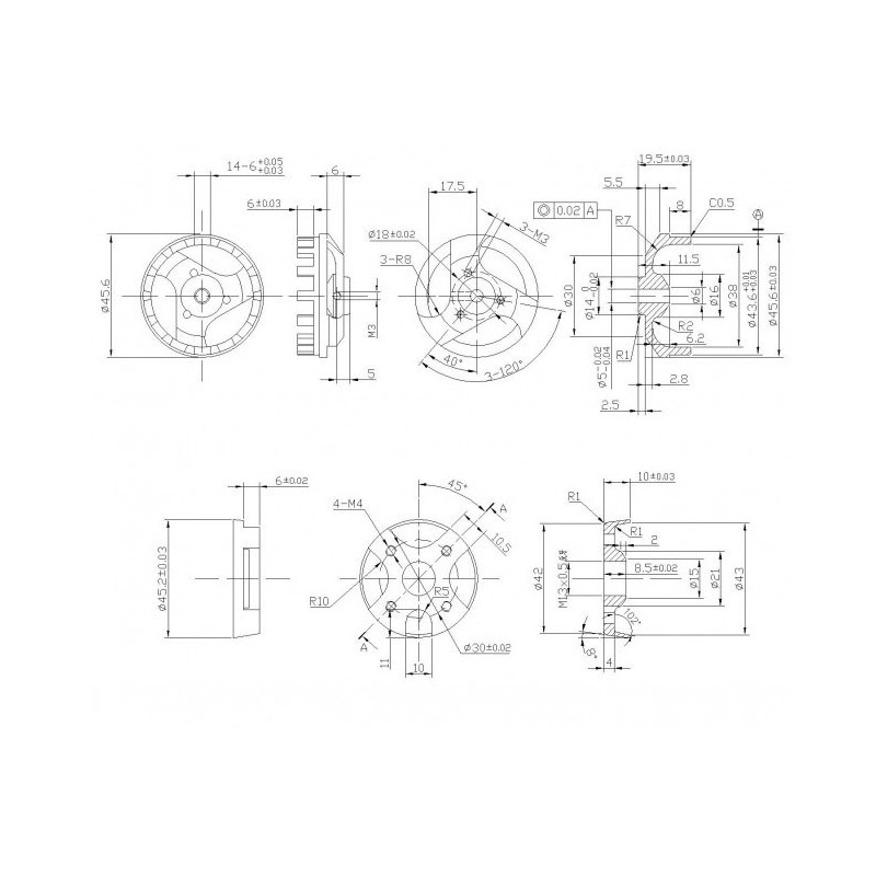 Moteur électrique radiocommandé Moteur DM3625 Kv800