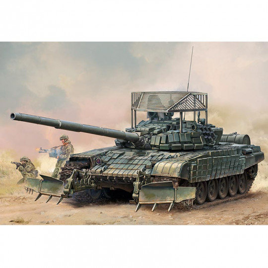 Maquette plastique de char Russe T-72B1 avec KTM-6 & cage de protection 1:35 Maquette plastique de char...