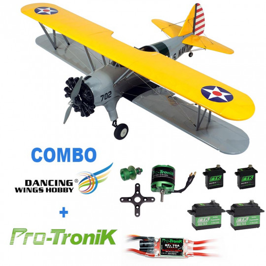 Avion électrique radiocommandé COMBO PT-17 ARF Protronik Avion électrique...
