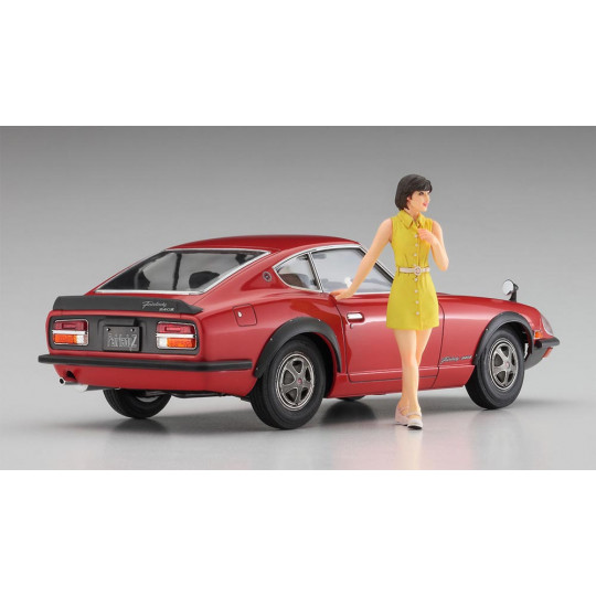Maquette plastique de voiture Nissan Fairlady 240ZG avec figurine années 70s 1:24 SP539 Maquette plastique de...