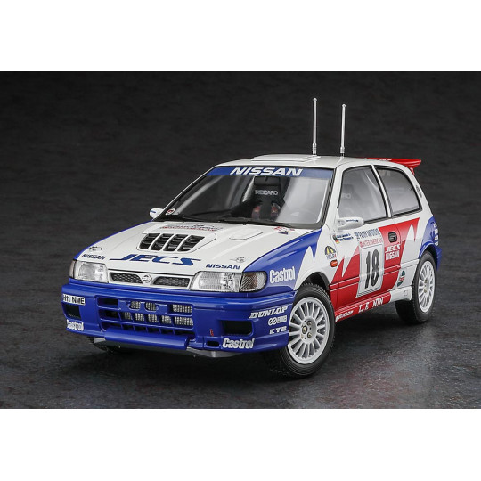 Maquette plastique de voiture Nissan Pulsar (RNN14) GTI-R "Rallye de l'Acropole 1991 » 1/24 HC53 Maquette plastique de...