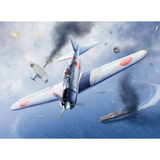 Maquette d’avion en plastique A6M2b Zero Fighter Modèle 21 « Bataille de midway » 1:48 Maquette d’avion en...