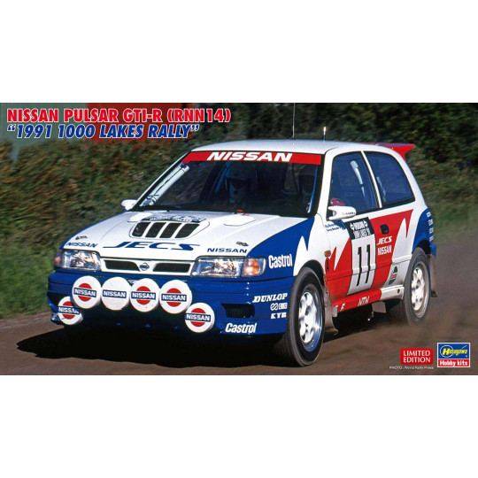 Maquette plastique de voiture Nissan Pulsar GTI-R (RNN14) « Rallye des 1000 lacs 1991 » 1:24 Maquette plastique de...