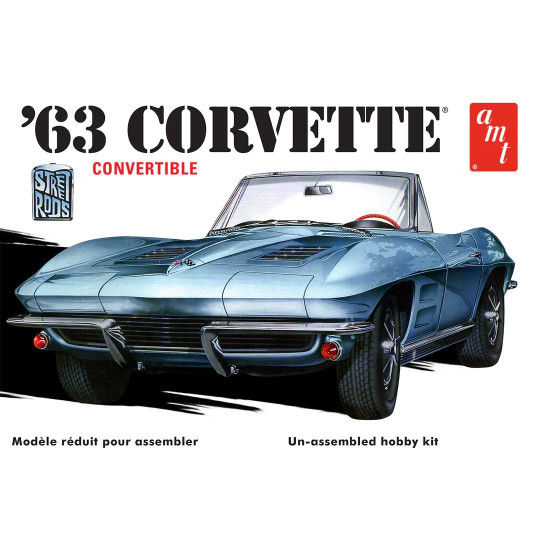 Maquette plastique de voiture Chevrolet Corvette cabriolet 1963 1:25 Maquette plastique de...