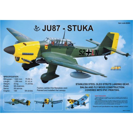 Avion thermique radiocommandé JU 87B STUKA120 ARF Avion thermique radiocommandé JU 87B STUKA120 ARF