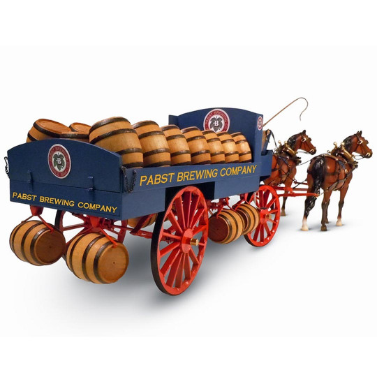 Maquette en bois à construire Chariot de fûts de bière avec chevaux 1:12 Maquette en bois à...