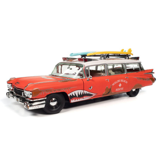 Voiture miniature Die Cast au 1:18 Cadillac Eldorado Ambulance 1959 Surf Shark Voiture miniature Die Cast...