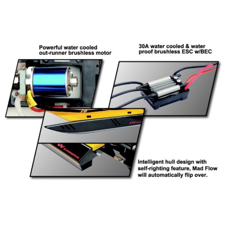 Bateau électrique radiocommandé Mad Flow F1 BL RTS Combo Bateau électrique radiocommandé Mad Flow F1 BL RTS Combo