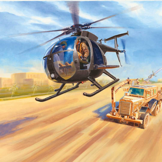 Maquette plastique d'hélicoptère MH-6 Little Bird avec figurines 1:35 Maquette plastique...