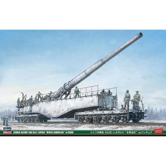 Maquette de train en plastique Canon de train allemand K5 (E) Léopold « Camouflage hivernal » avec figurines 1:72 Maquette de train en...