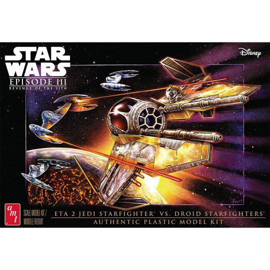 Modèle de science fiction en plastique Star Wars Jedi Starfighter vs Droid fighters 1:48 Modèle de science fiction...