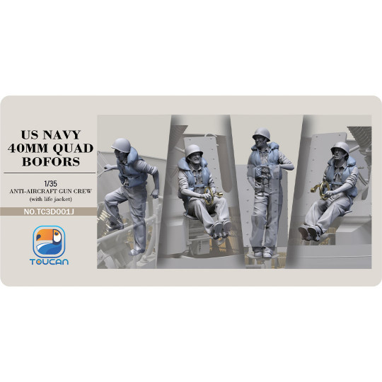 Figurine US NAVY 40MM QUAD BOFORS équipage de canon antiaérien avec gilets de sauvetage set 1J 1:35 Figurine US NAVY 40MM QUAD...