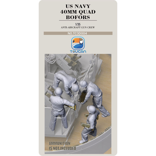 Figurine US NAVY 40MM QUAD BOFORS équipage de canon antiaérien set 4 1:35 Figurine US NAVY 40MM QUAD...