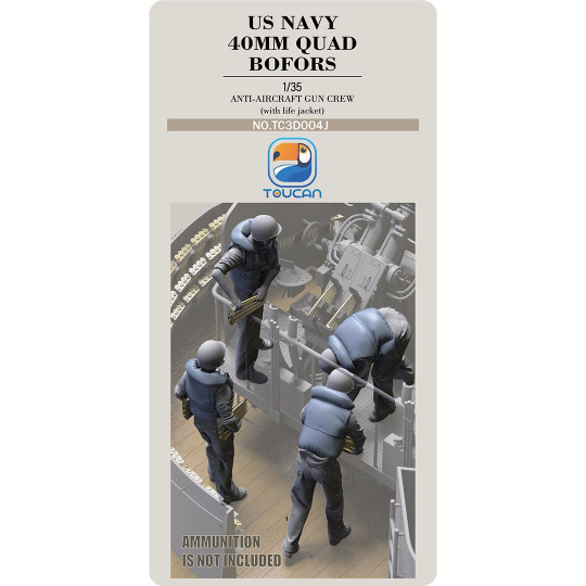 Figurine US NAVY 40MM QUAD BOFORS équipage de canon antiaérien avec gilets de sauvetage set 4J 1:35 Figurine US NAVY 40MM QUAD...