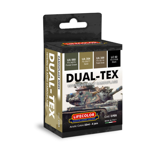 Pintura acrílica de camuflaje DUAL-TEX del ejército estadounidense 1970-1980 Pintura acrílica de...