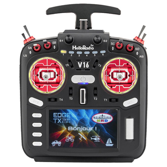 Emisor de radiocontrol V16 MAX 4N1 Modo 1 Rojo Emisor de radiocontrol V16...
