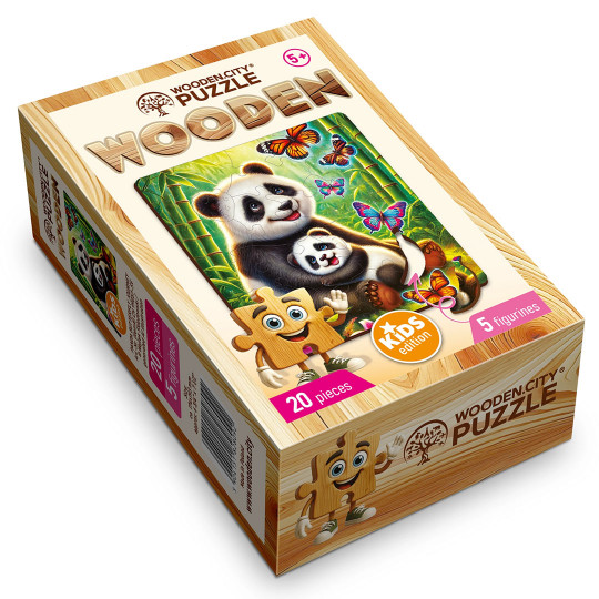 Rompecabezas Panda y mariposa Infantil 20/5 Wooden City Rompecabezas Panda y...