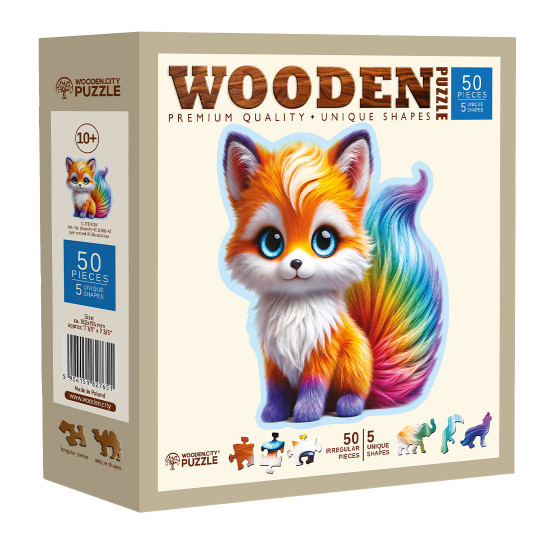 Rompecabezas Cute Fox Animales 50/5 Wooden City Rompecabezas Cute Fox...