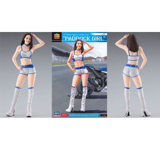 Maquette de moto en plastique Real « Paddock girl » 1/12 Maquette de moto en plastique Real « Paddock girl » 1/12