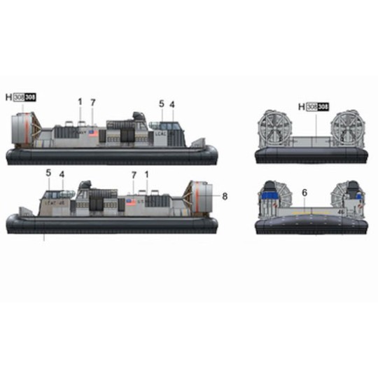 Maquette de Bateau en plastique USN LCAC Hovercraft 1/350 Maquette de Bateau en plastique USN LCAC Hovercraft 1/350