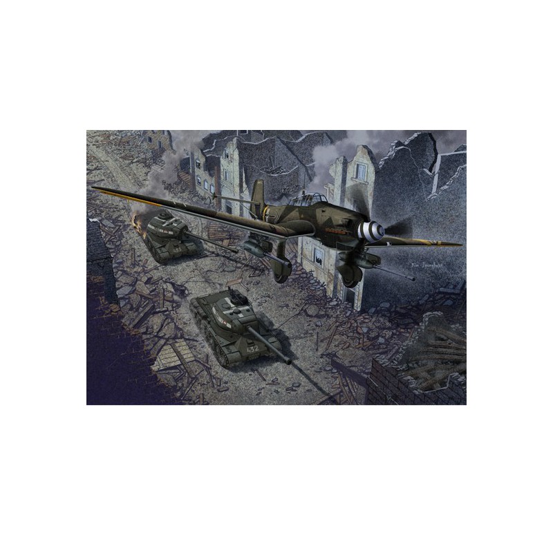 Maquette d'avion en plastique JU 87B-2 + JS-2 1/72 Maquette d'avion en plastique JU 87B-2 + JS-2 1/72