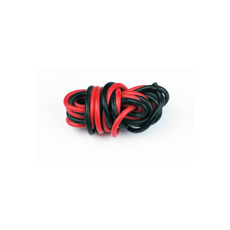 Chargeur pour accu pour appareil radiocommandé Fils silicone AWG16 1.32mm2 Rouge+Noir Longueur 1m