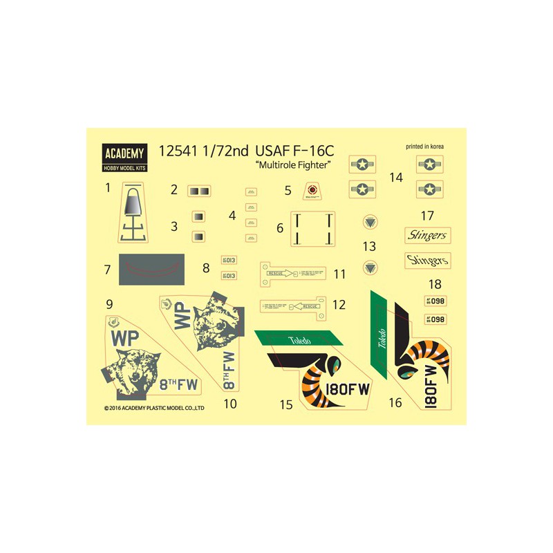 Maquette d'avion en plastique USAF F-16C MCP 1/72