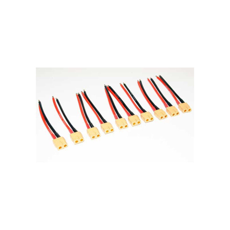 Chargeur pour accu pour appareil radiocommandé 10 CABLES 10cm + XT60 FEMELLE