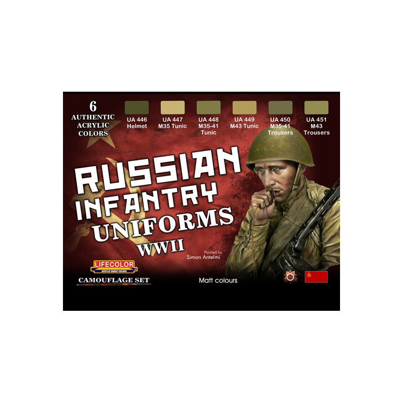Peinture acrylique Set 6 Teintes Uni. Russes WWII